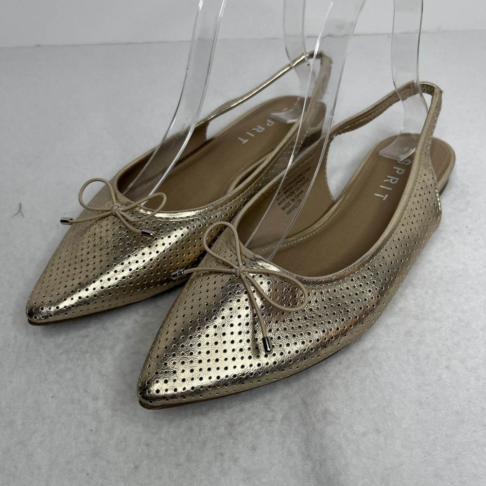 Esprit PETRIA Gold Metallic Slingback Flats 8 Preppy Academia Party Y2K Retro